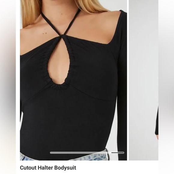 Cutout halter bodysuit in black - Picture 2 of 13